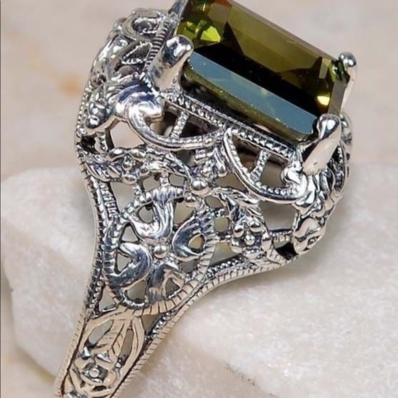 Antiqued Large Stone 925 silver ring - Picture 2 of 3